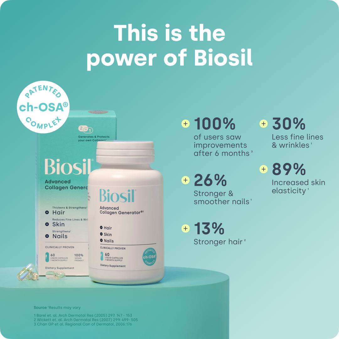 Collagen Booster Supplement - 60 Vegan Capsules - Patented ch-OSA Activator for Skin, Hair, Nails & Joints - Supports Natural Production - 30-Day Supply
